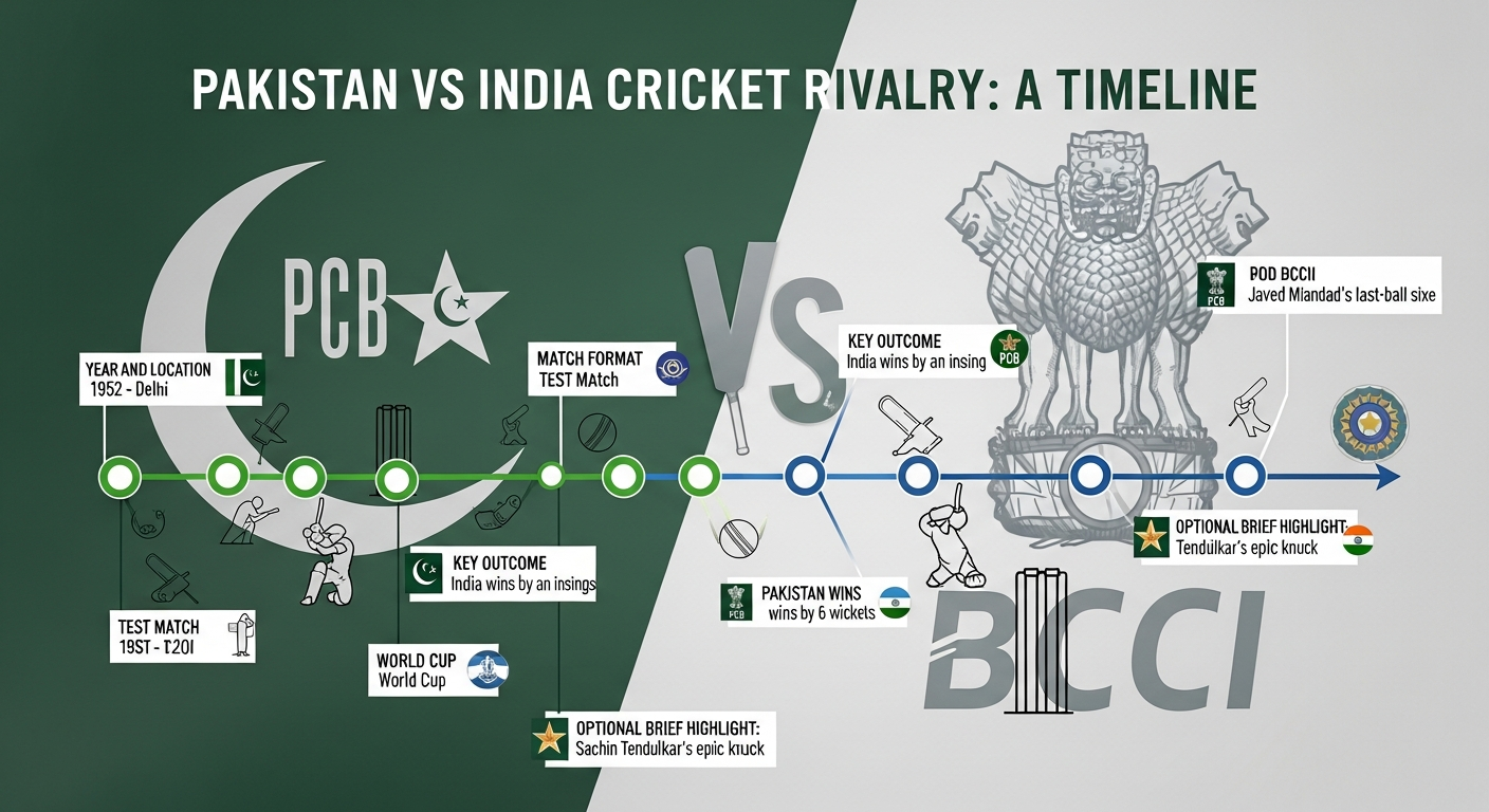 Pakistan National Cricket Team vs India National Cricket Team Timeline